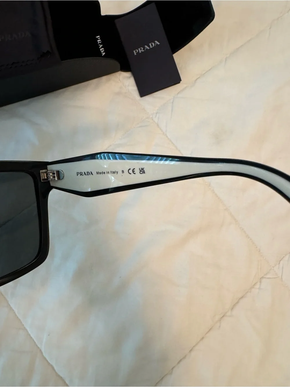 Prada Milano Black & White Logo Cat-Eye Sunglasses